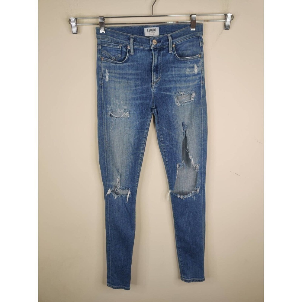 AGOLDE‎ Ripped Skinny Jeans Mid Rise Stretch